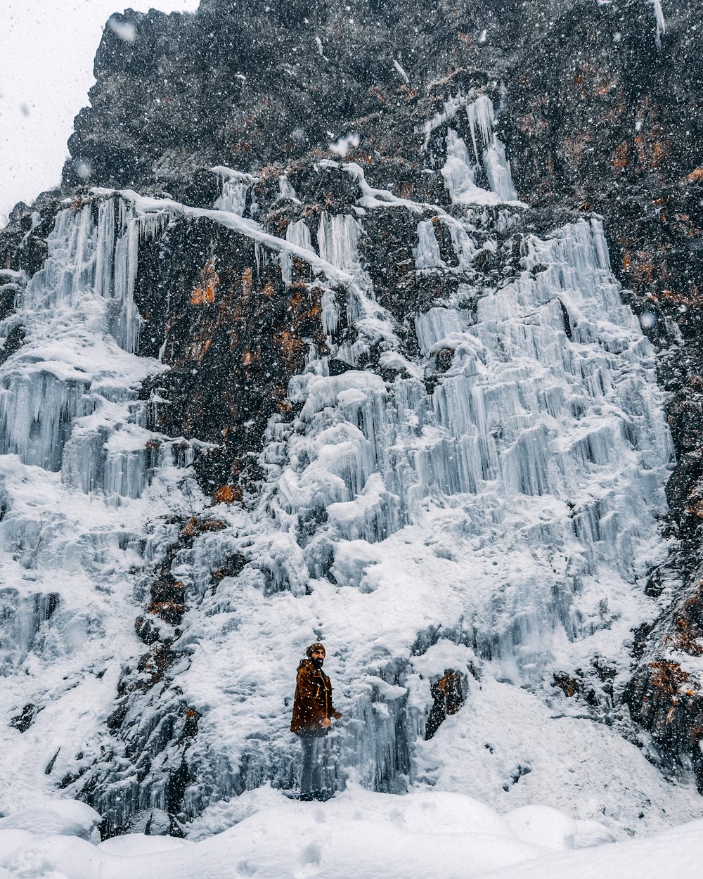 person in black jacket standing on snow covered ground during daytime