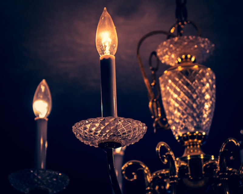 Victorian Crystal Chandelier (lit)