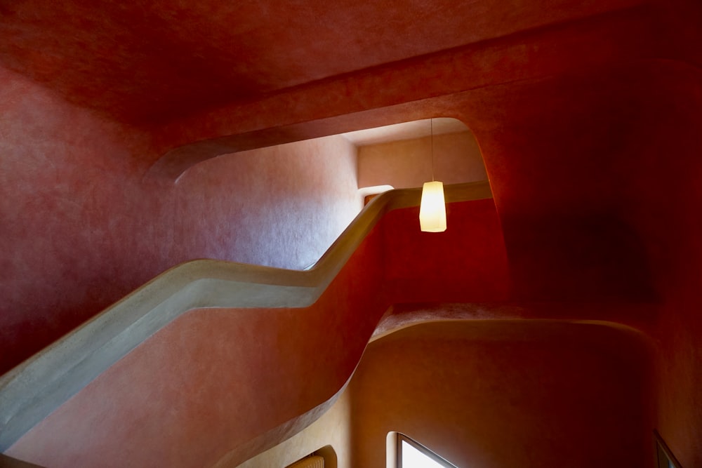 white and brown concrete staircase