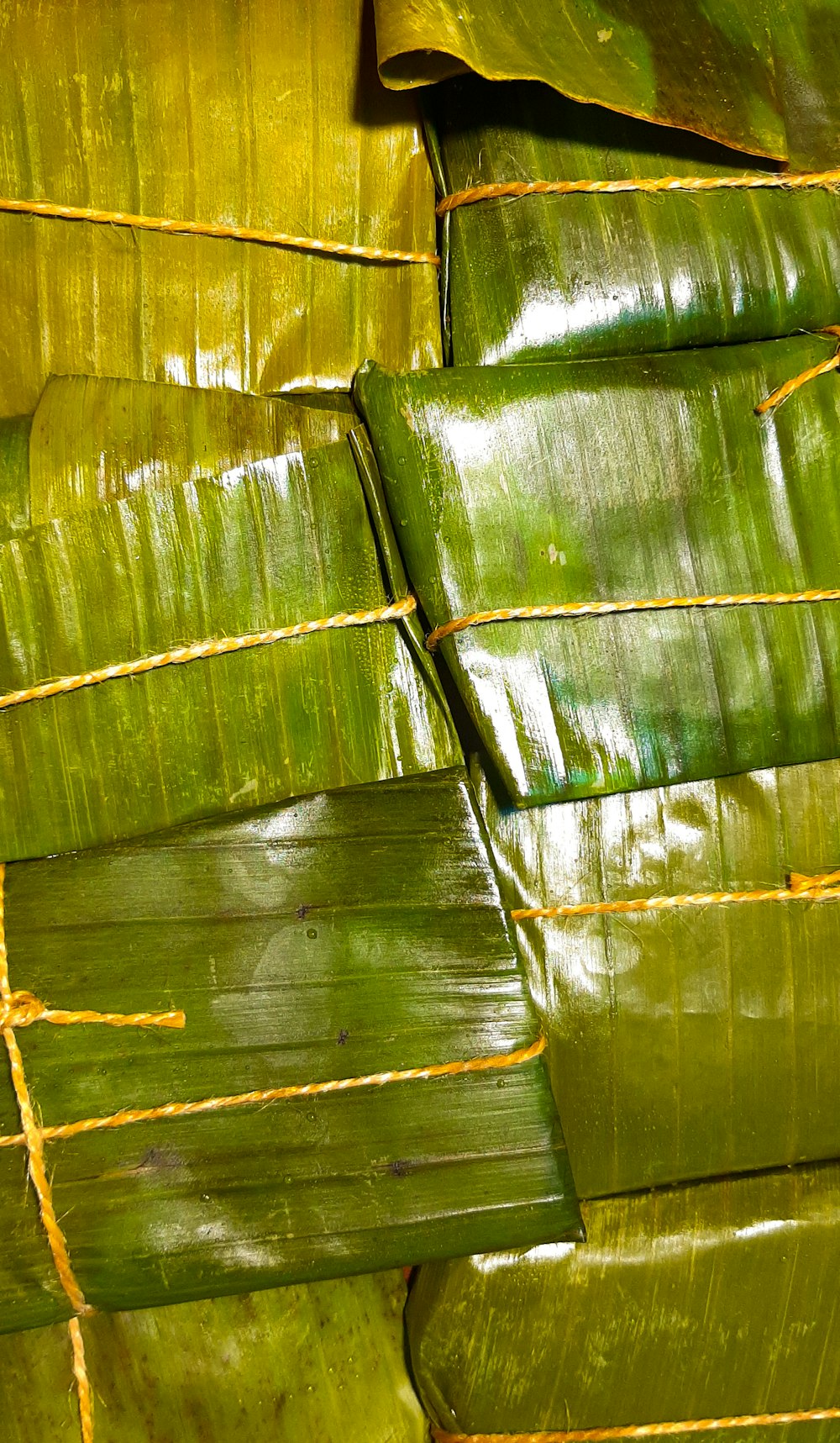 a pile of green banana leaves stacked on top of each other