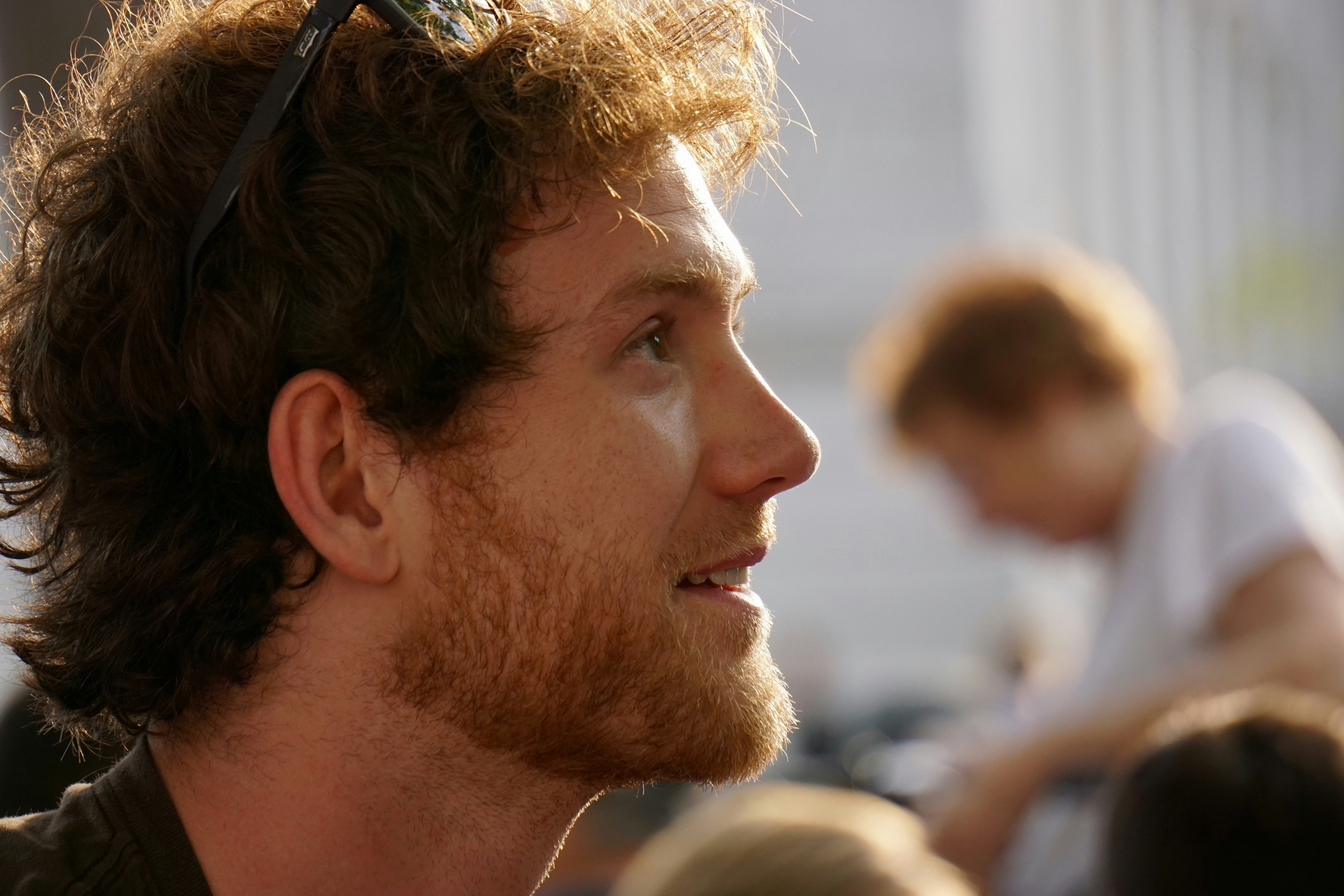 man in white crew neck shirt