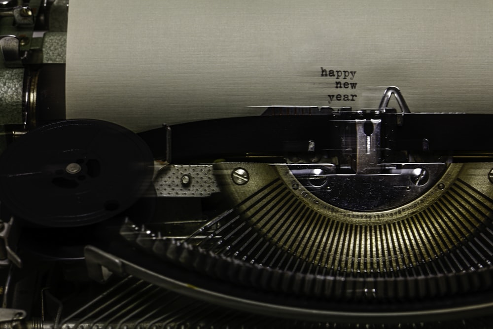 black typewriter on white table