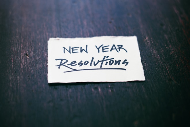 New year resolutions on a paper implying strategies for 2025