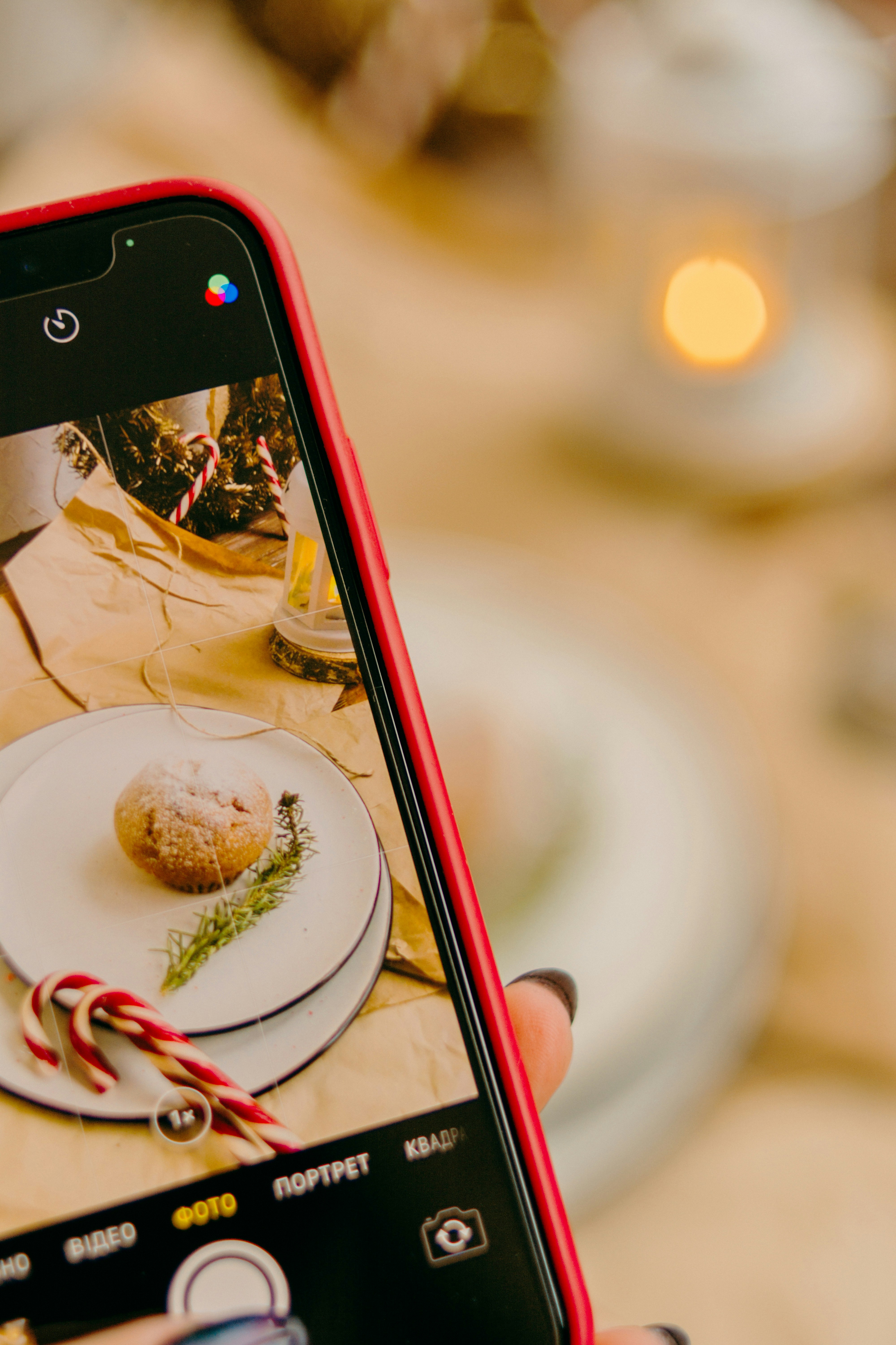 Photographing a meal at the table