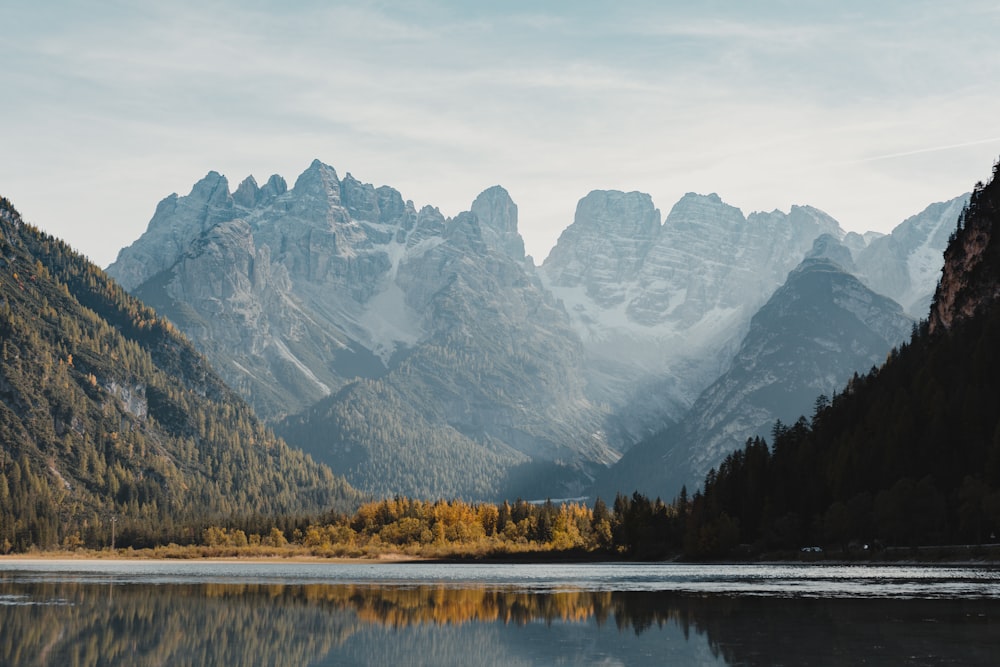 lake near snow covered mountain during daytime