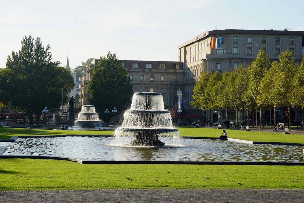 water fountain in the middle of the park