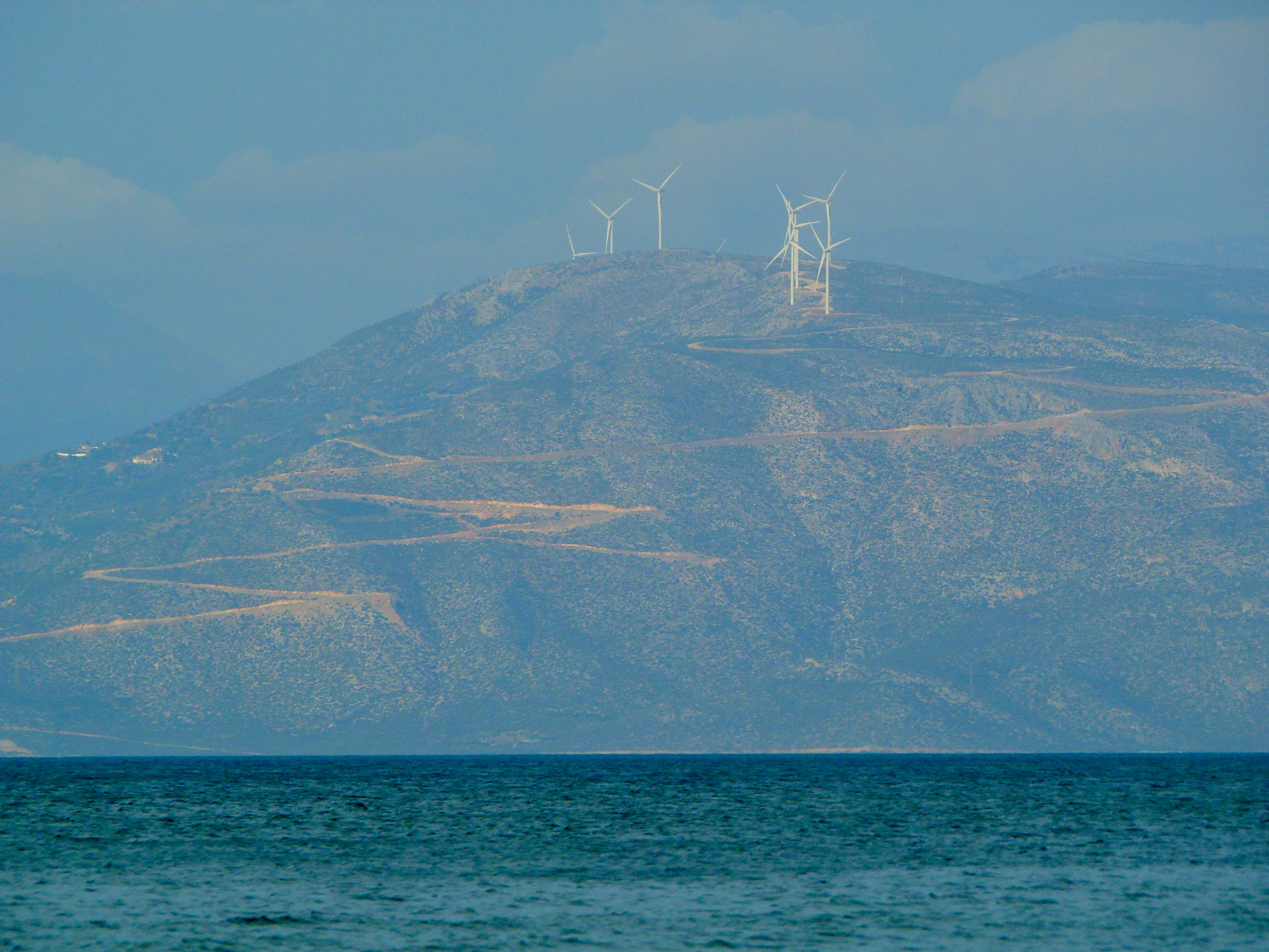 One of many wind parks located in blustery Evvia, Greece.