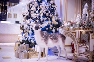 white and gray deer figurine