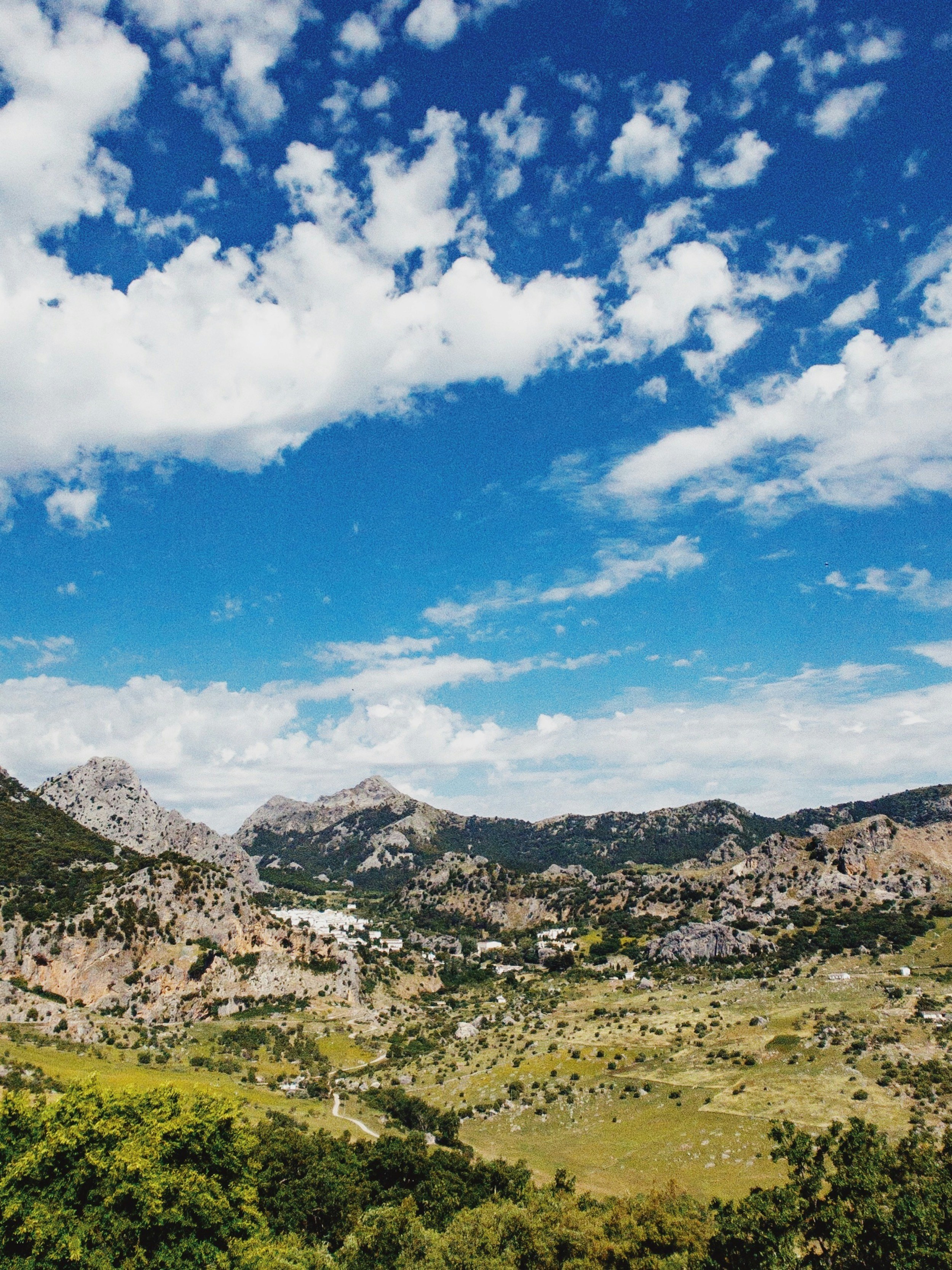 View to the small town Grazalema, in the Andalucian Mountains in Spain. Great place to hike in the mountains in the holidays.