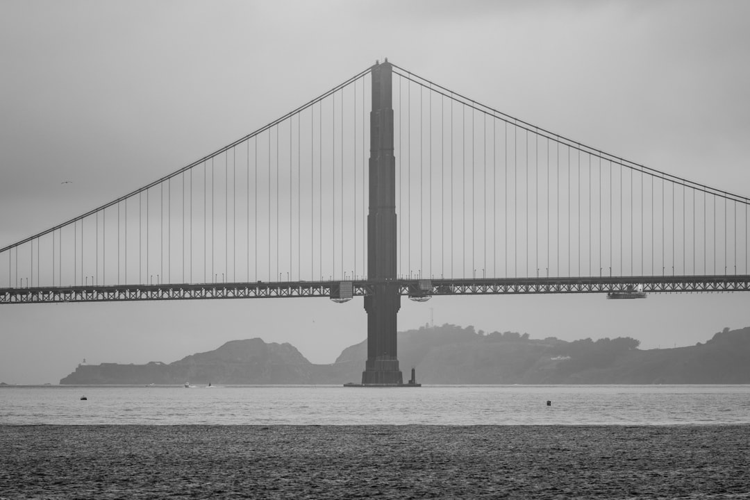 grayscale photo of bridge over body of water