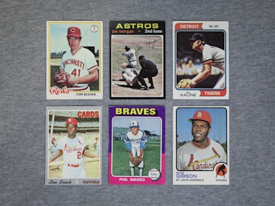 A vibrant display of assorted sports trading cards.