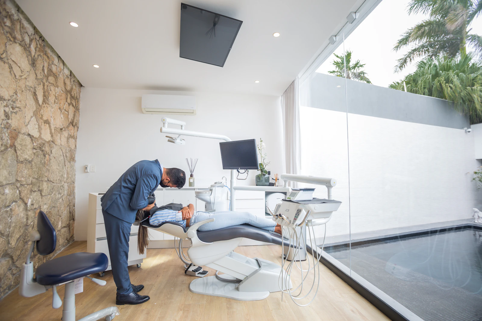 Modern dental treatment room with natural light