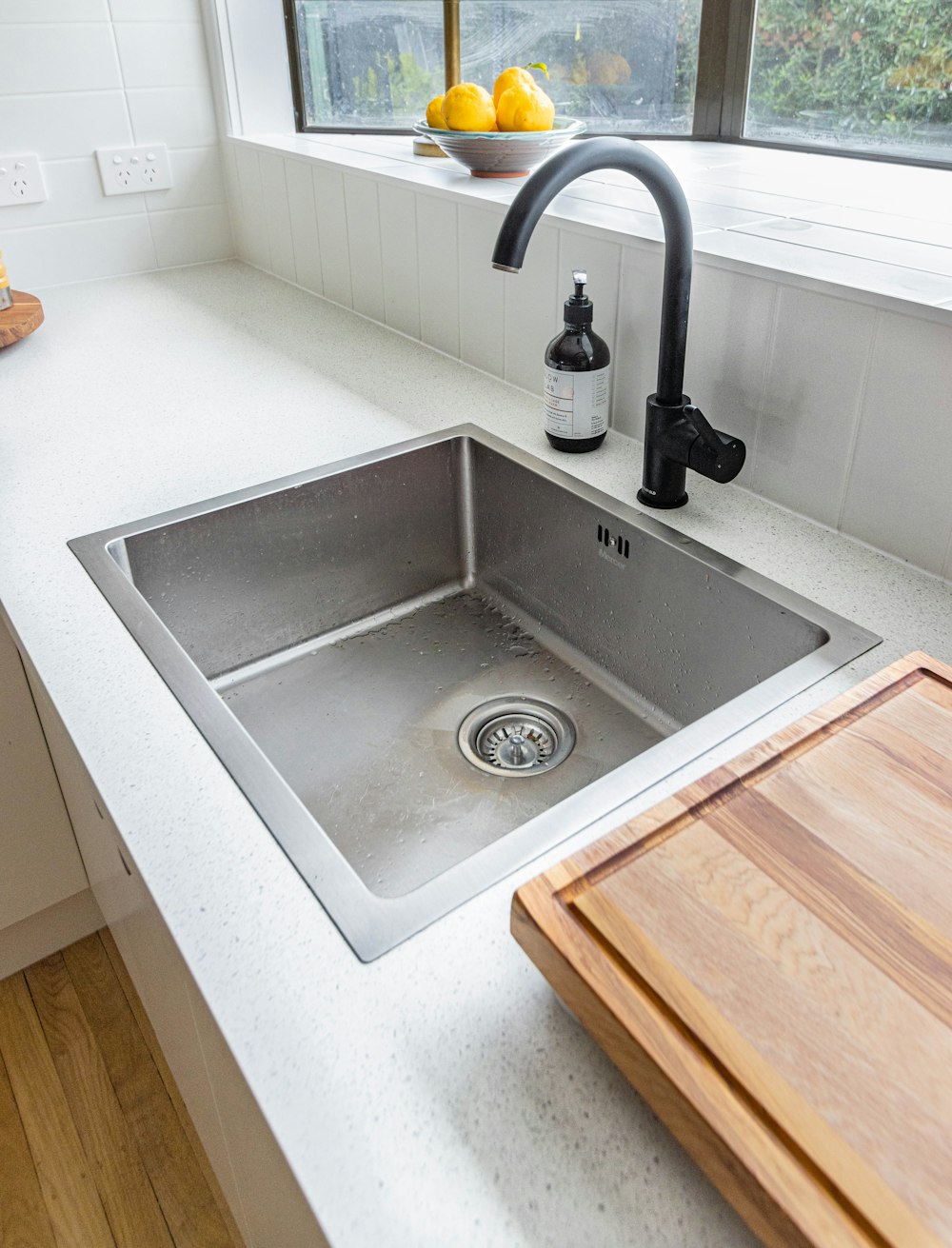 stainless steel sink with faucet