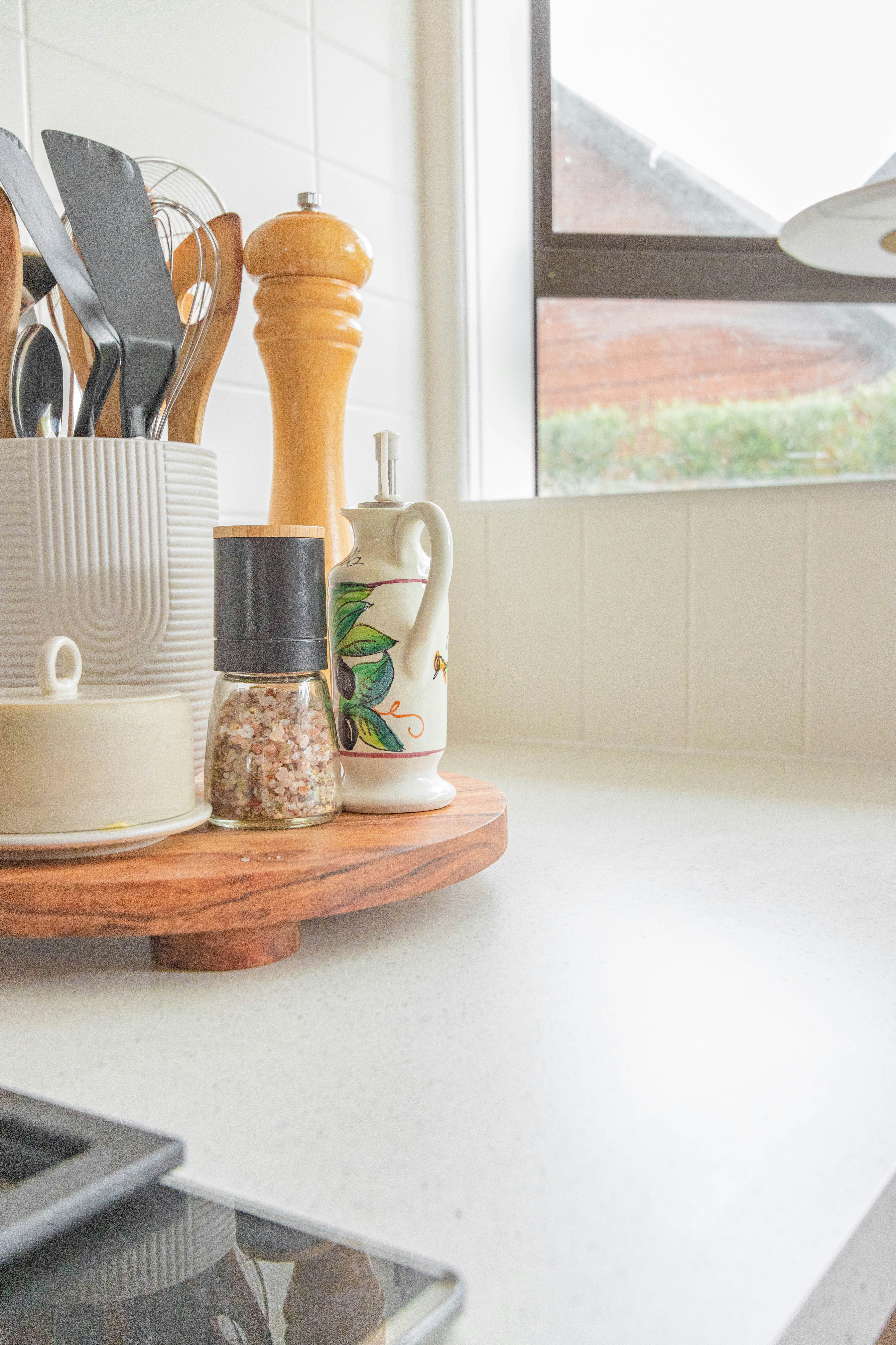 brown wooden rolling pin on brown wooden chopping board