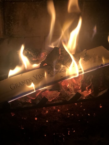 An enchanting scene of animated flames forming words and stories in midair, capturing the magic of writing.