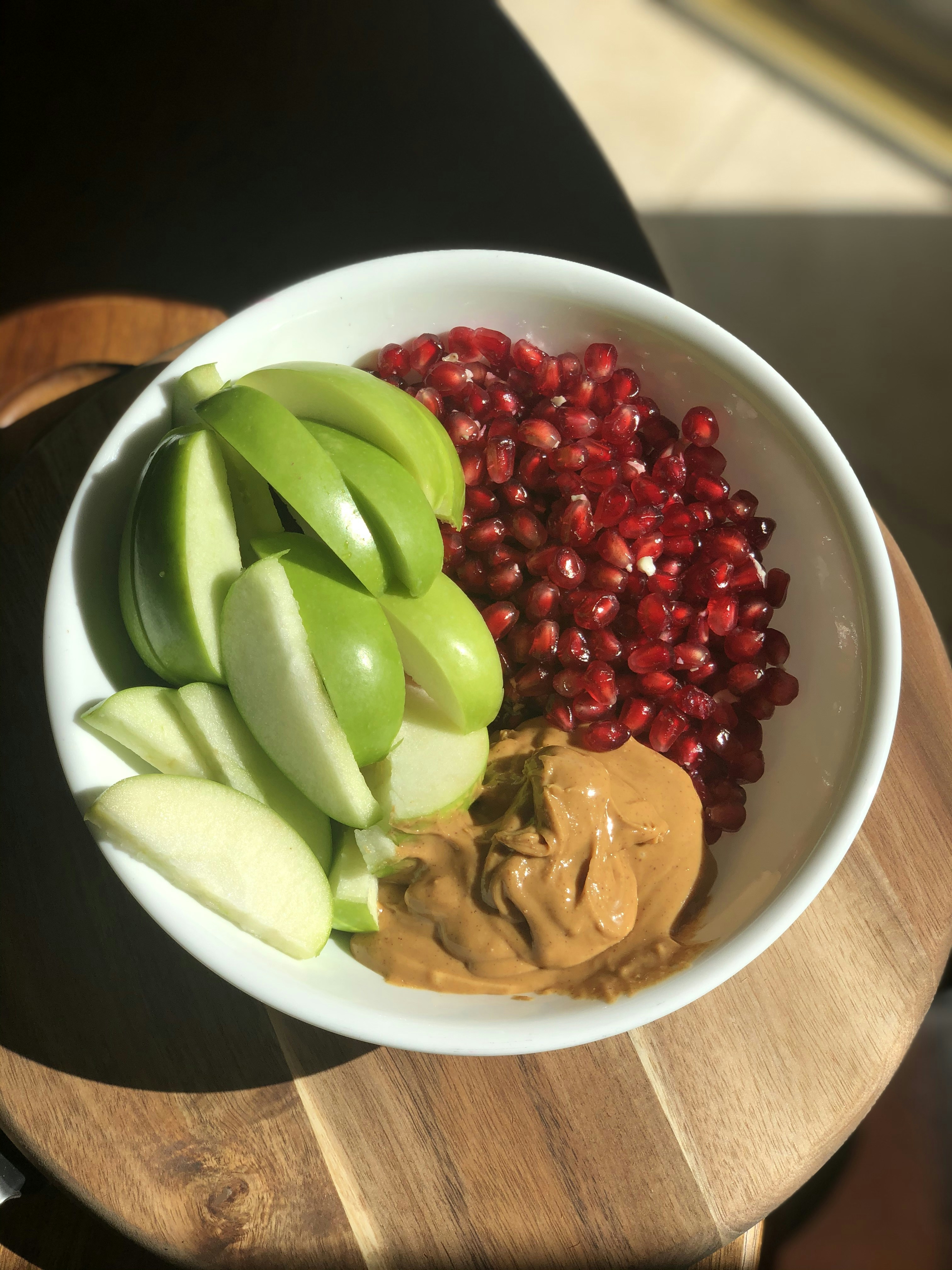 Bowl of fruit and peanut butter