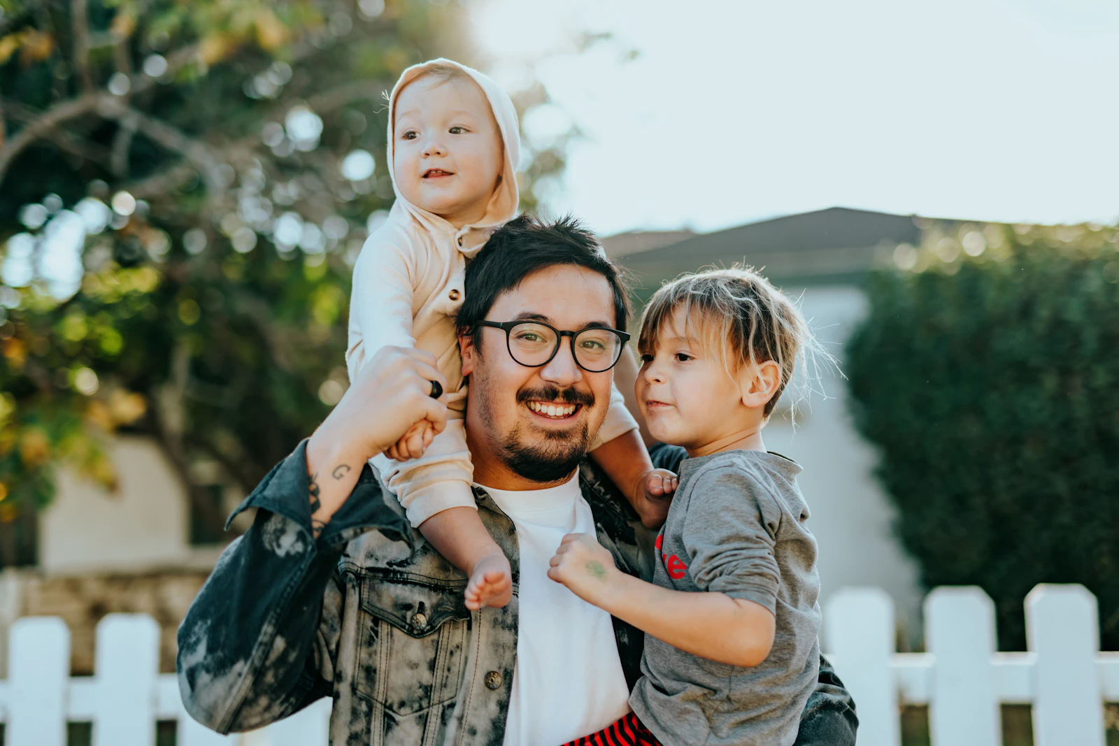 A family relaxing together at home