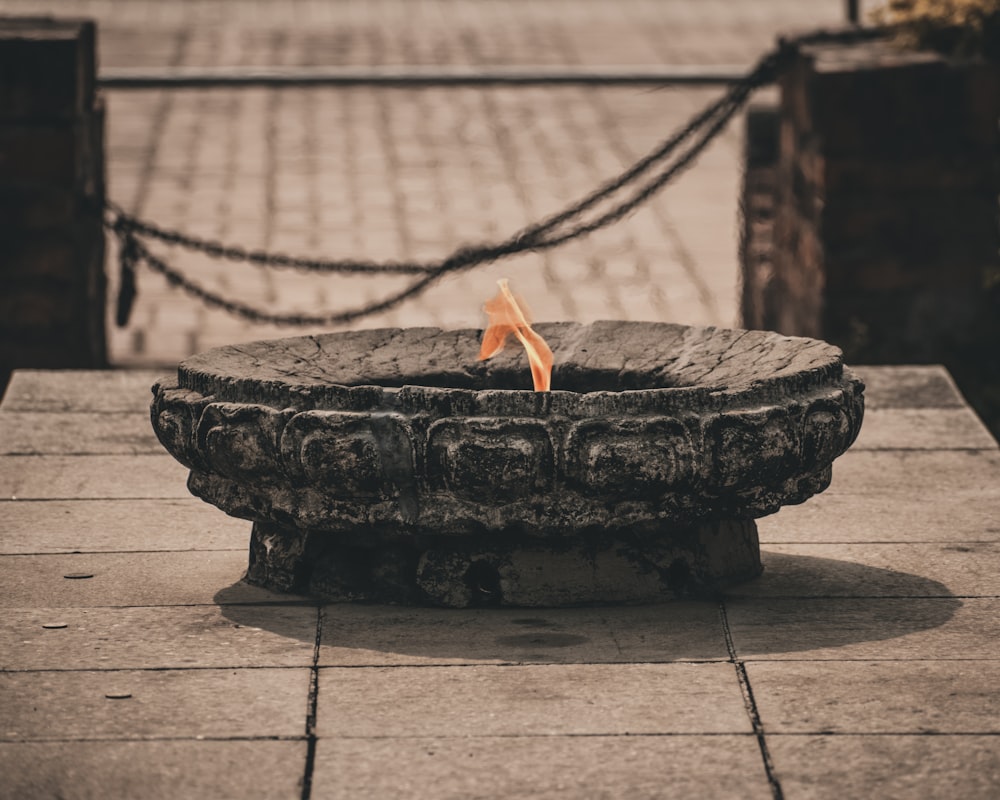 brown and black fire pit