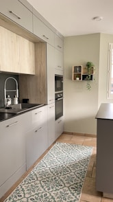 white and black kitchen cabinet