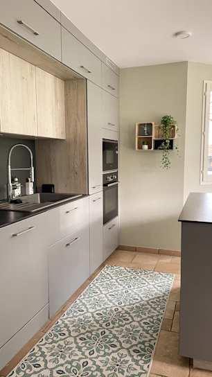 white and black kitchen cabinet