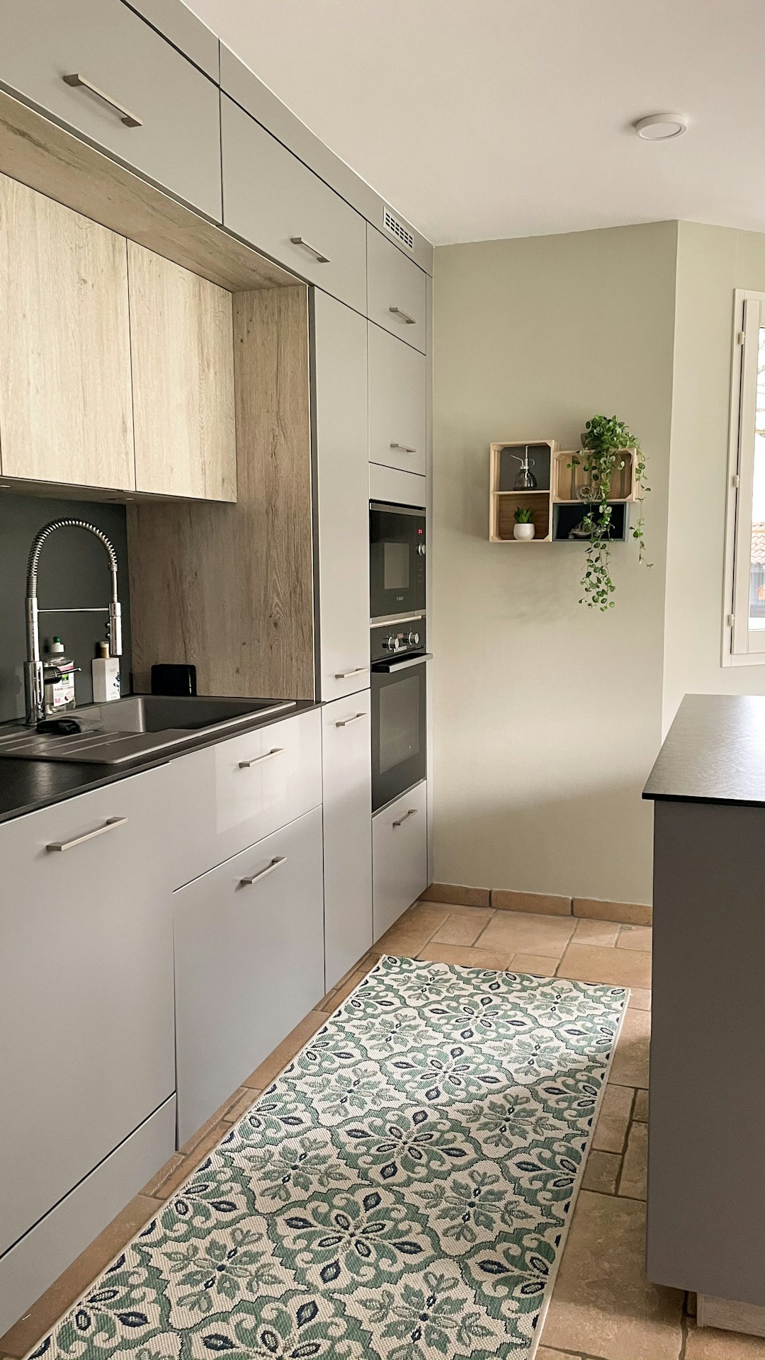  white and black kitchen cabinet carpet