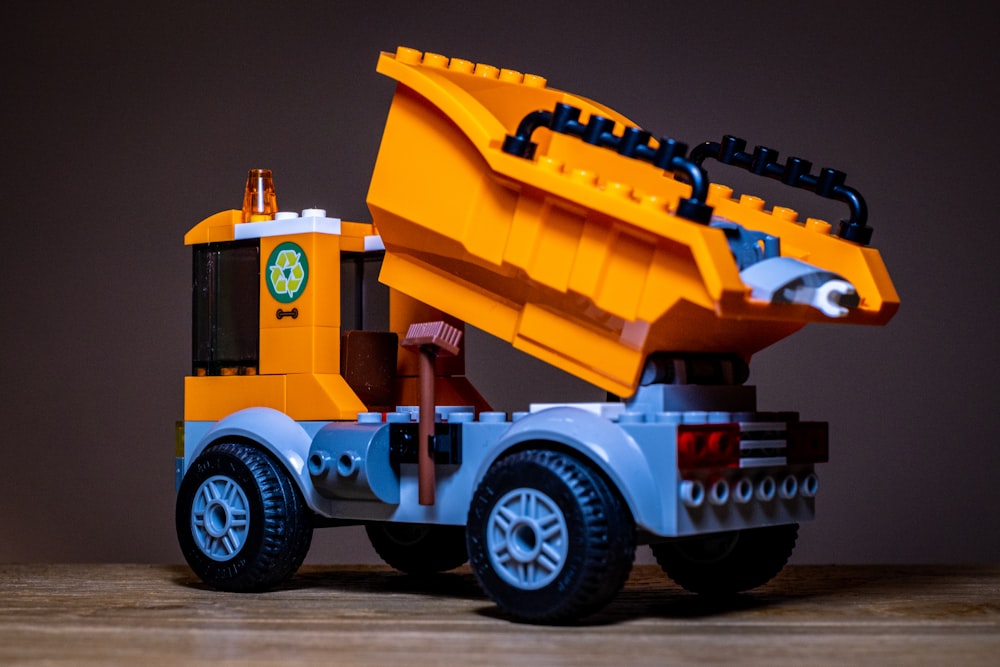 yellow and gray lego truck toy