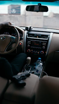 Interior view of a car showing adaptive driving controls and equipment