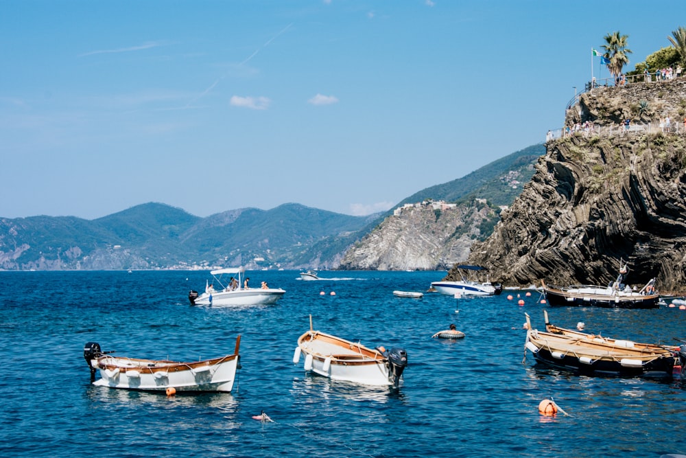 white and brown boat on sea during daytime