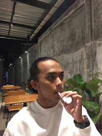 A customer enjoying a vape in a relaxed setting.