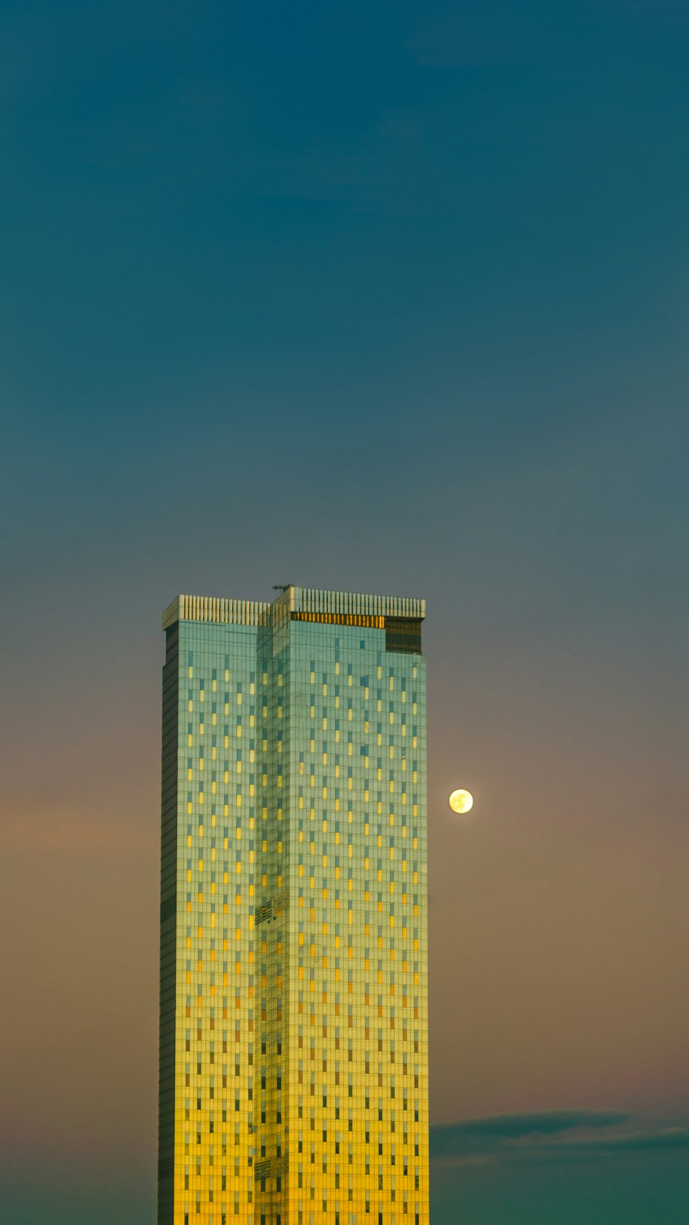 white and blue building during night time