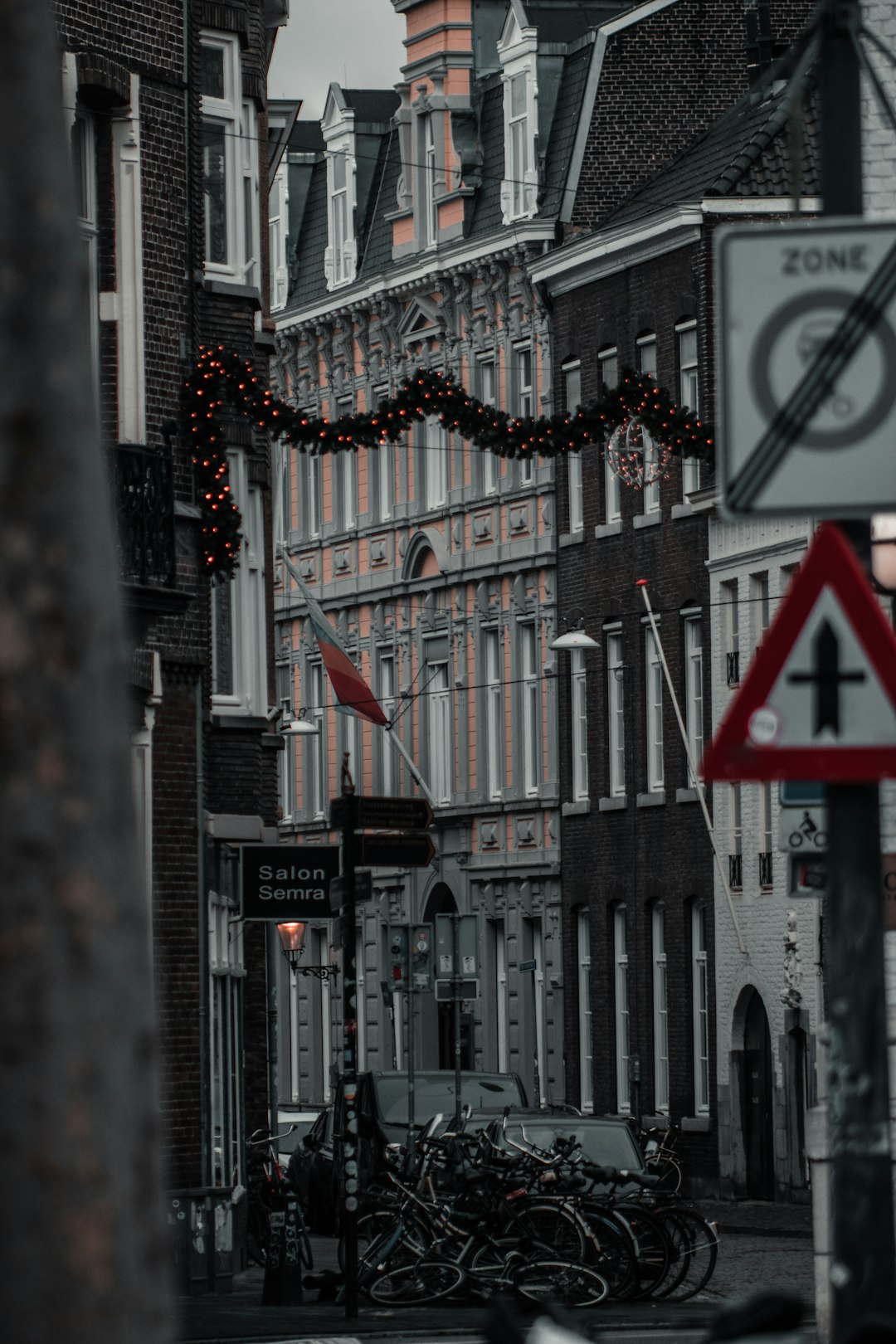 red and white street signage