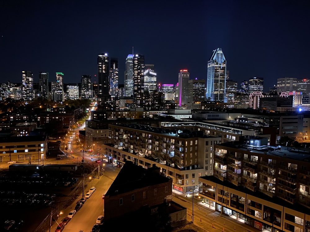 city buildings during night time