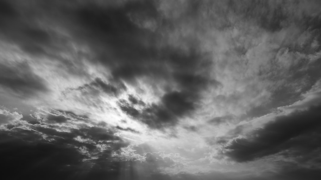 grayscale photo of clouds and sky