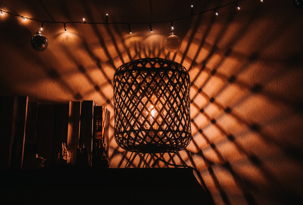 black metal framed pendant lamp