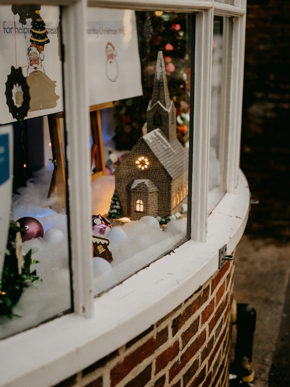 white wooden framed glass window