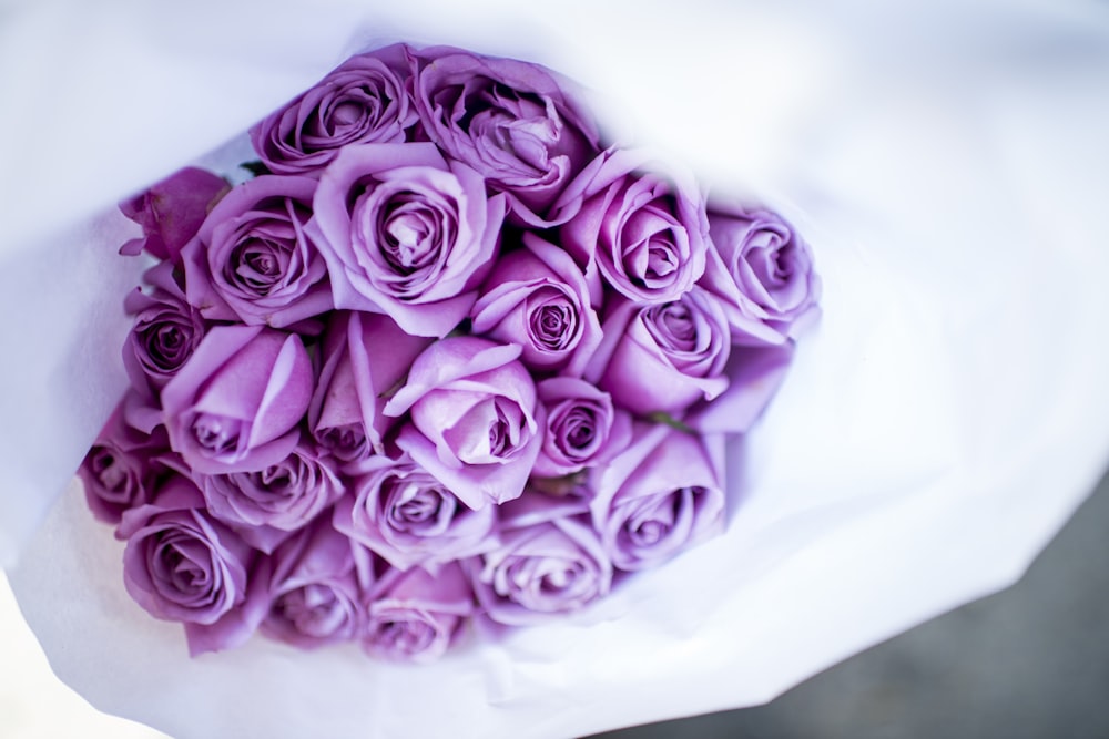 pink rose bouquet on white table