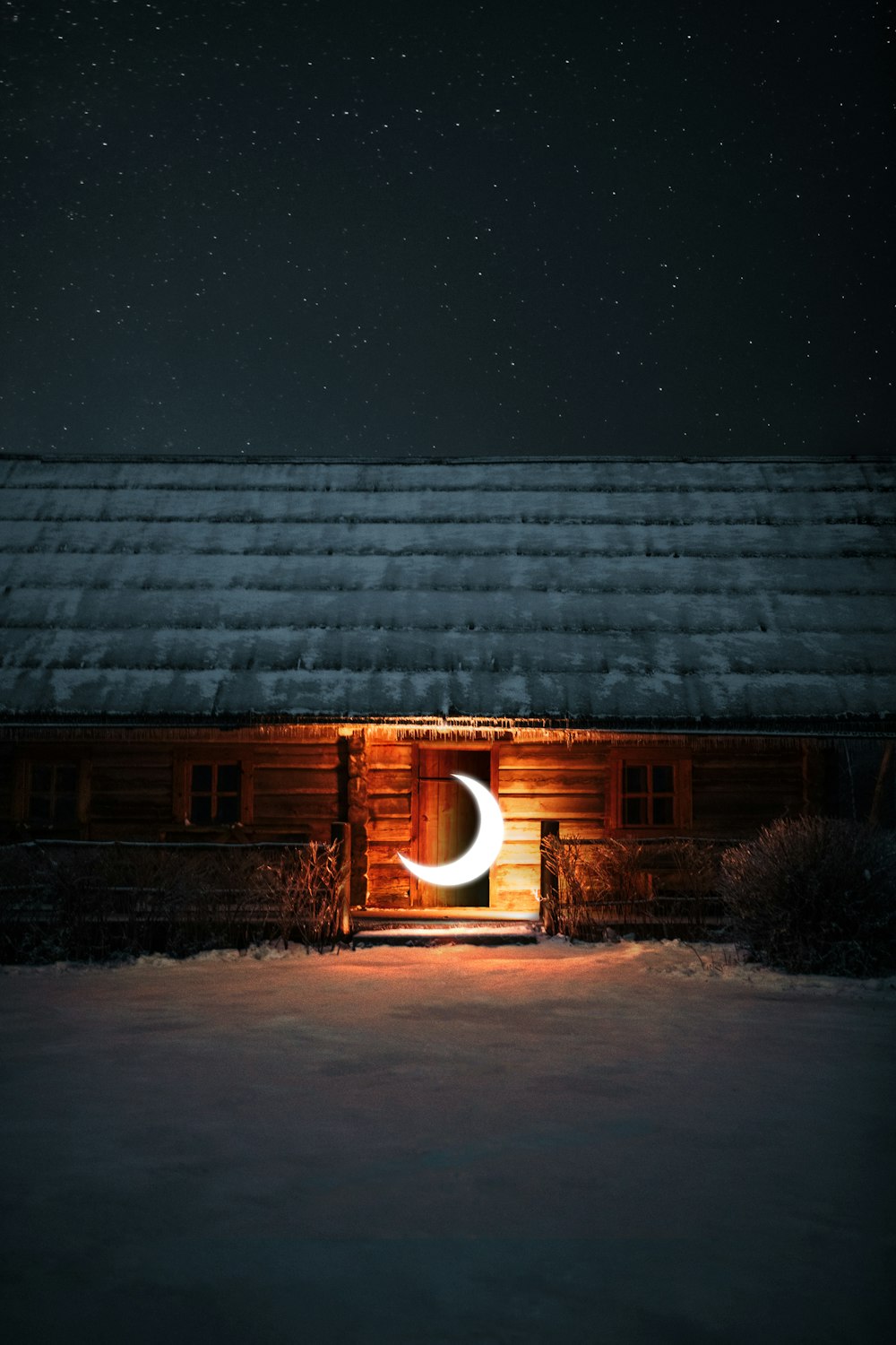 brown wooden house during night time