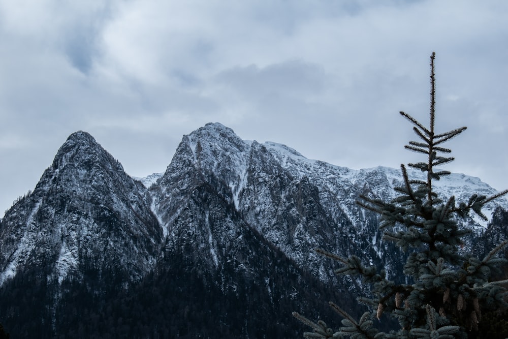 snow covered mountain under cloudy sky during daytime