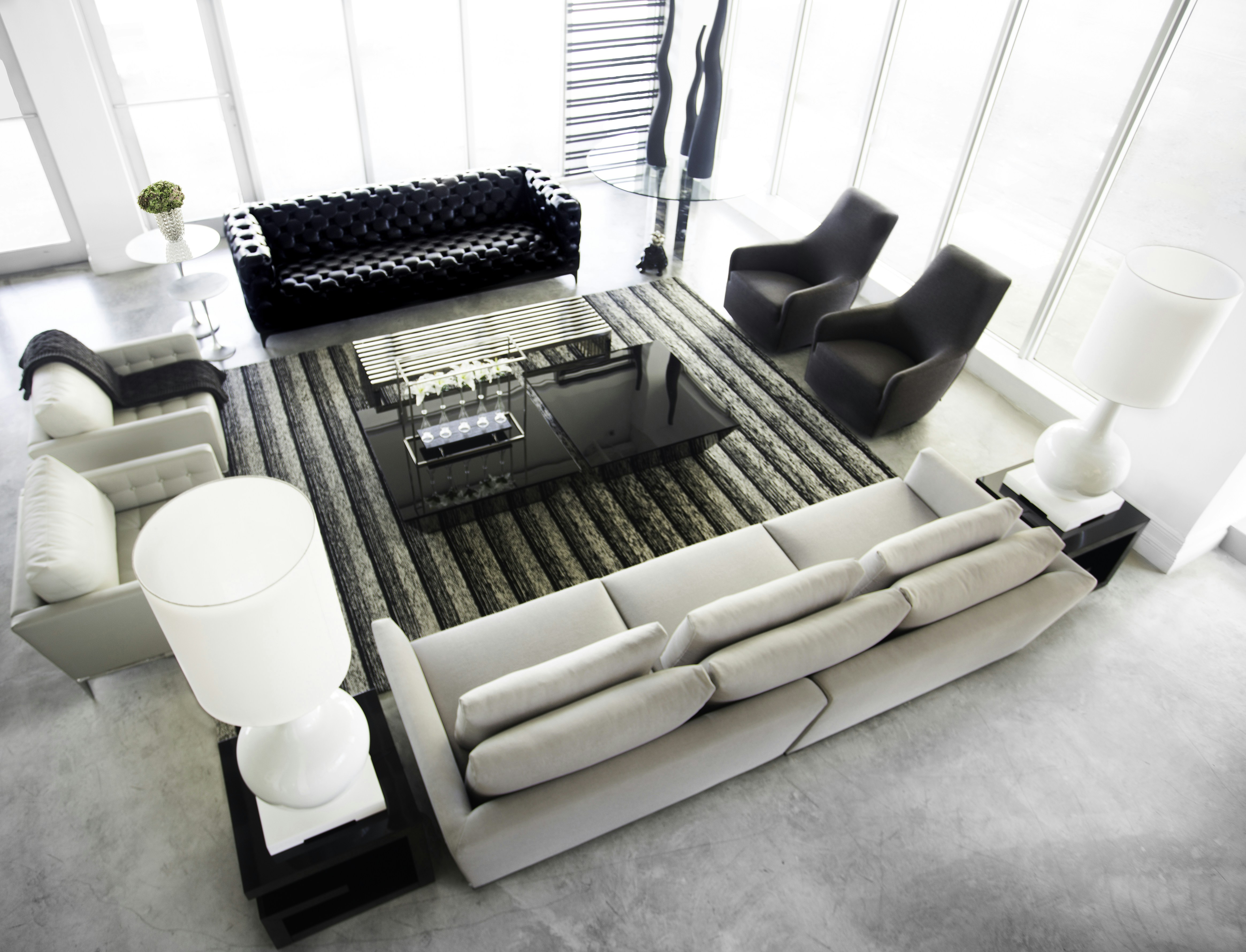 Black and white sofa set