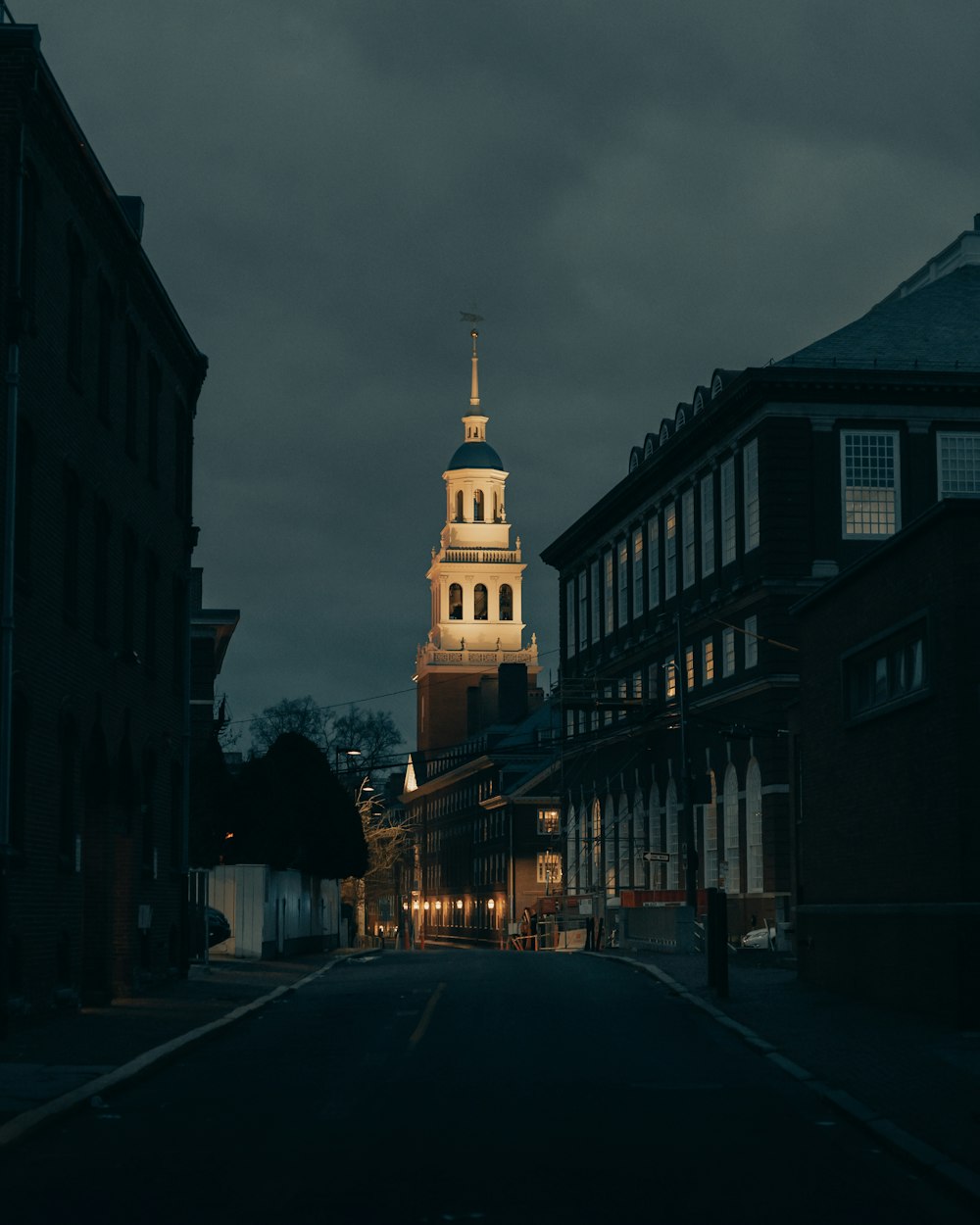 brown concrete building during night time