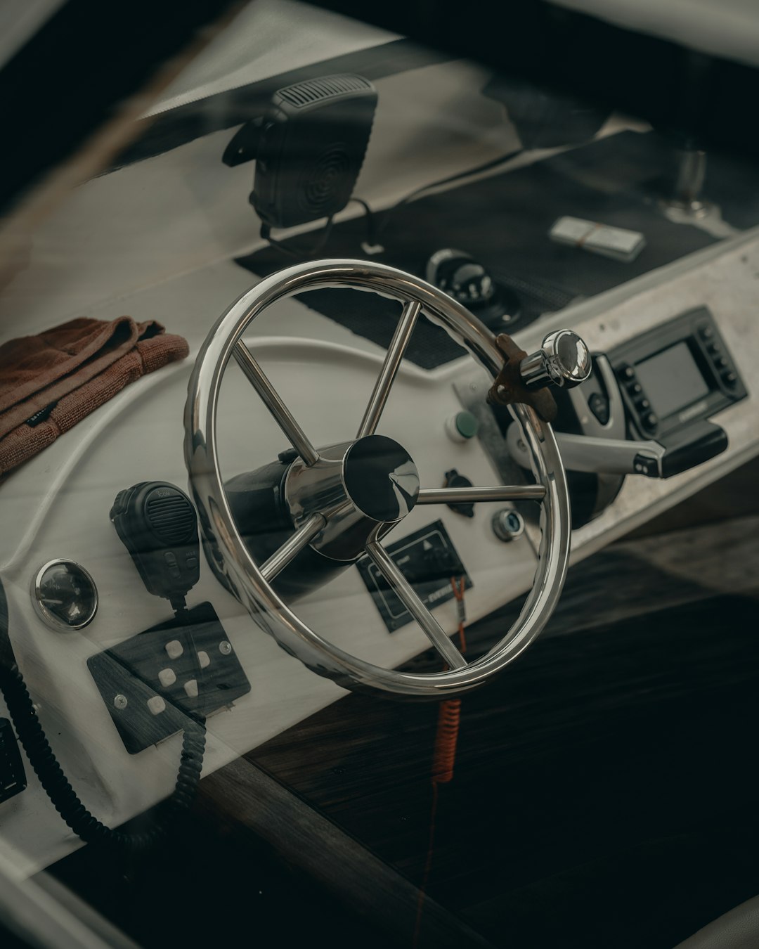 white and black steering wheel