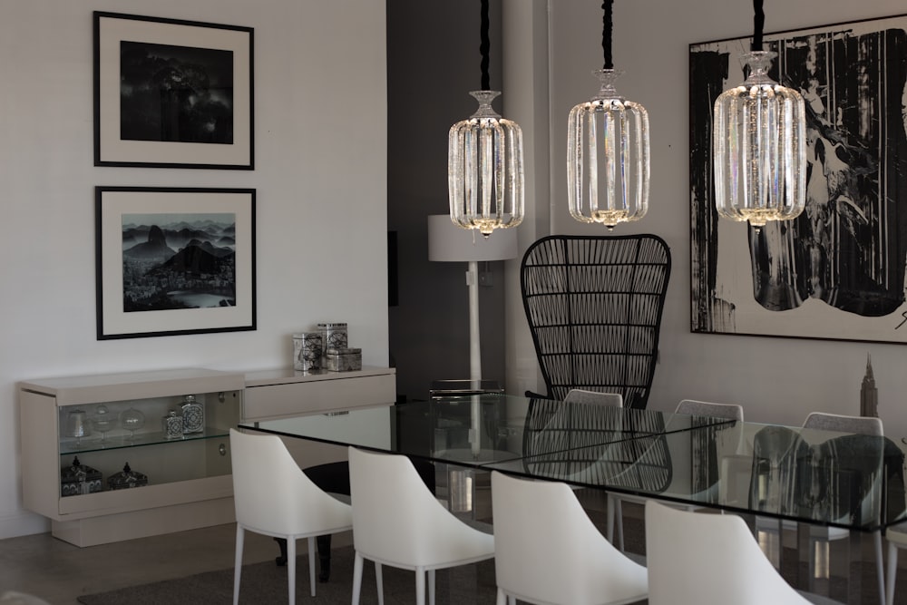 white and black dining table and chairs