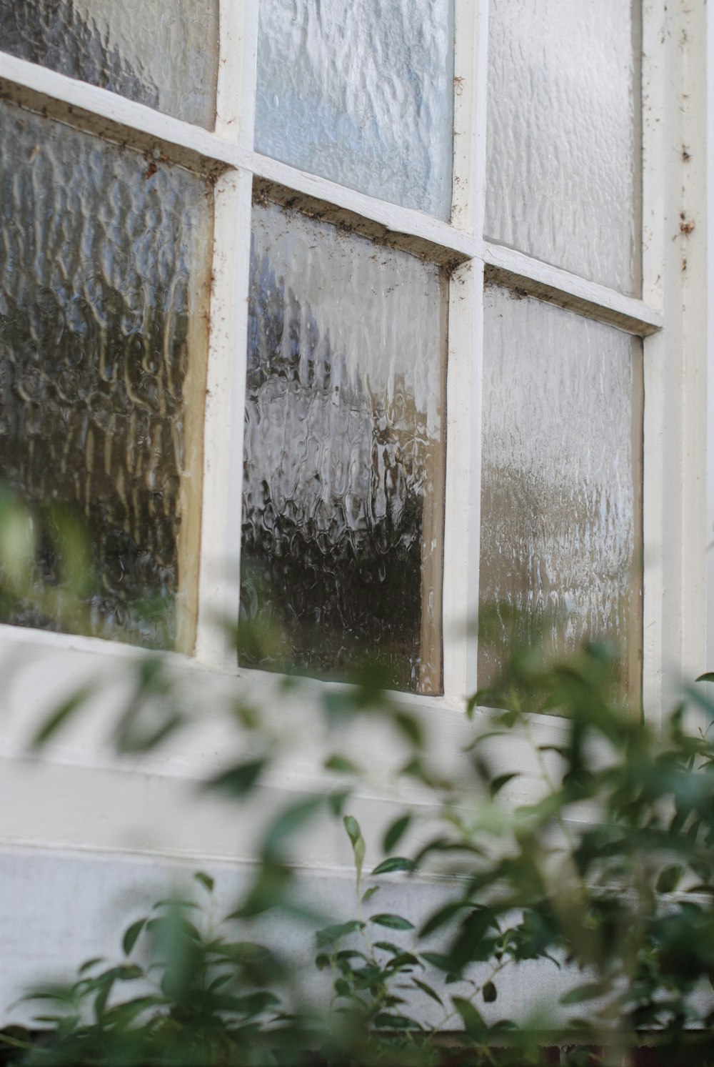 white wooden framed glass window