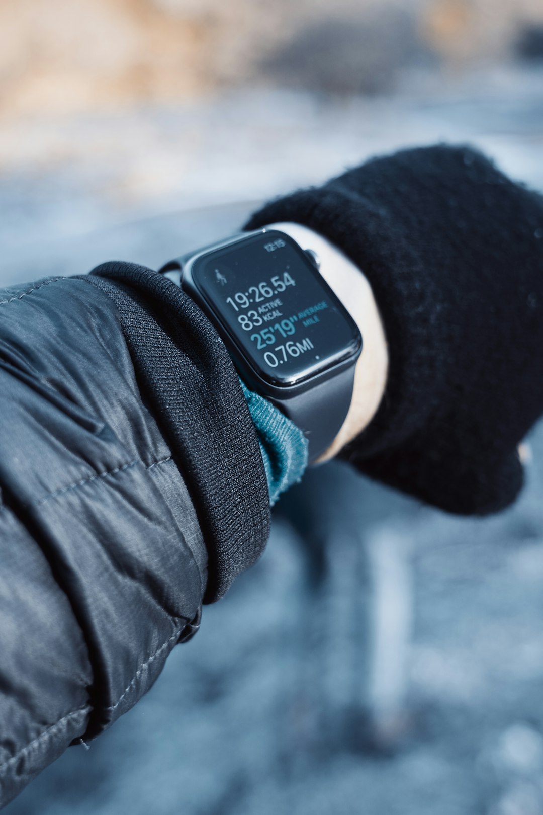 person wearing black smart watch