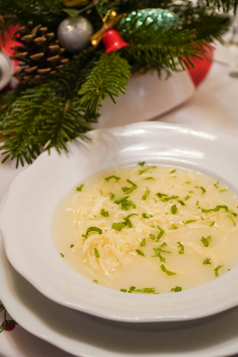 white ceramic plate with pasta dish