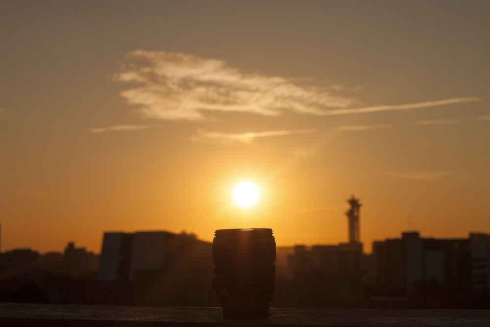 silhouette of building during sunset