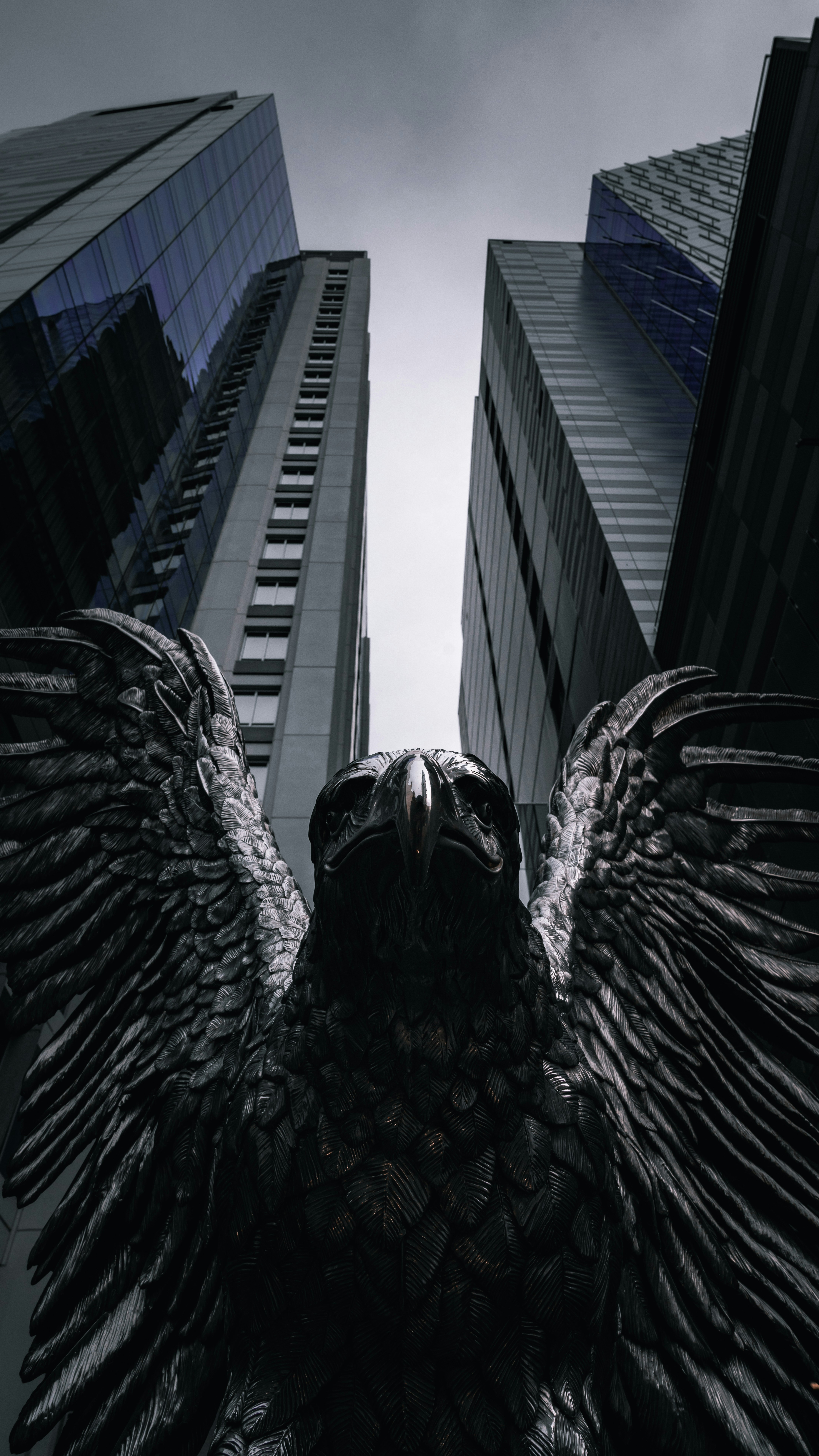 black eagle statue near building during daytime