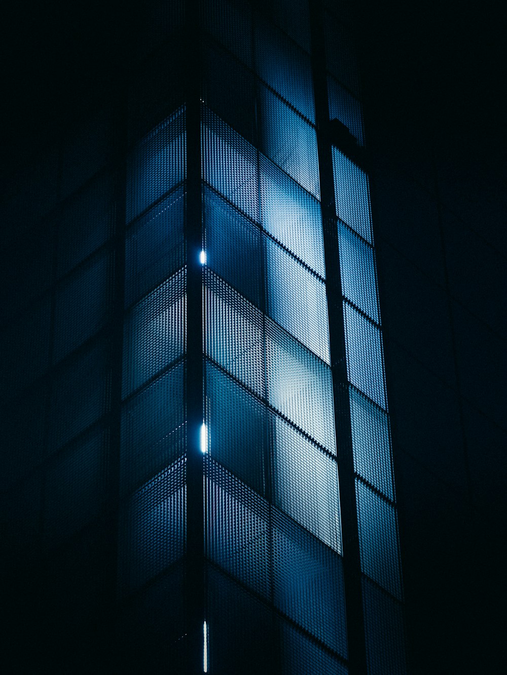 black and blue glass window