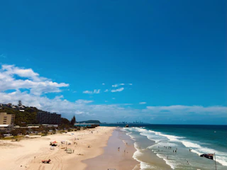 Australian beachside university with students enjoying sunny weather