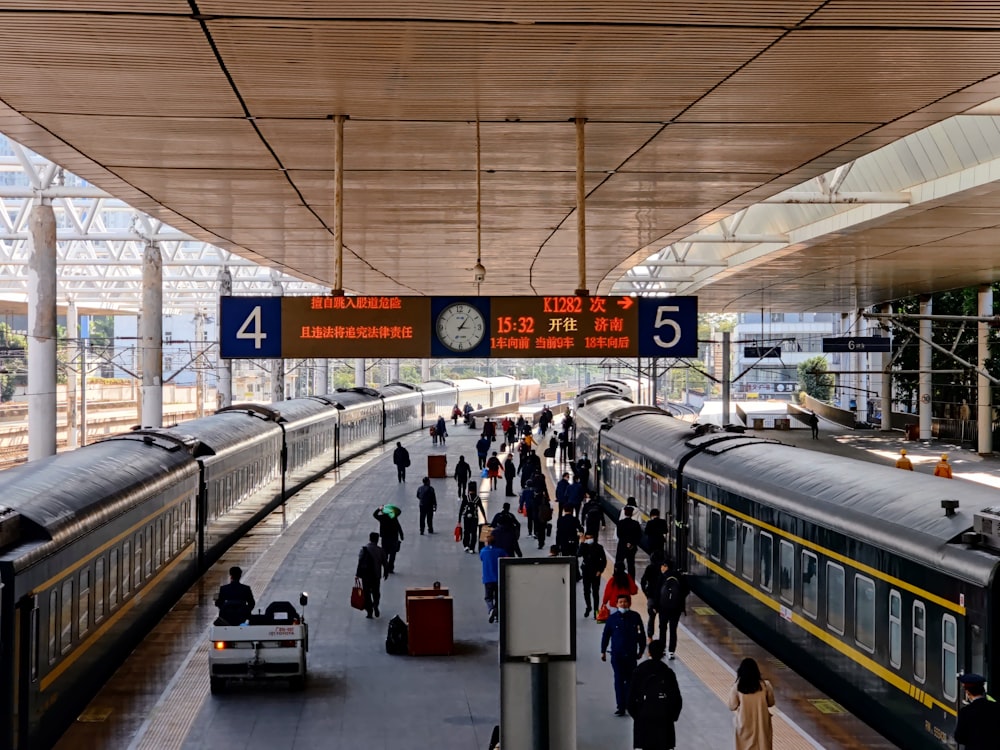 people walking on train station